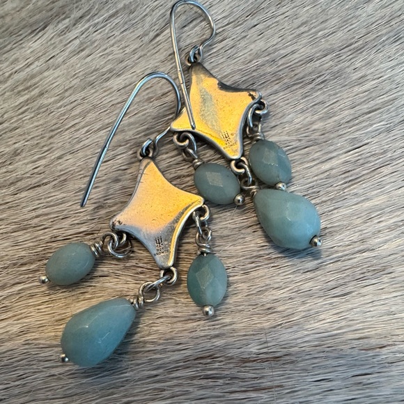 James Avery Retired Tessares Amazonite Silver & Bronze Earrings & Necklace SET - Picture 4 of 5